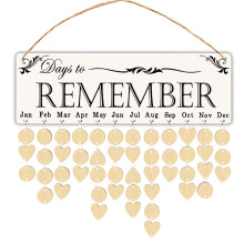 2Pcs Family Birthday Board Wooden Calendar Beige Wall Decoration
