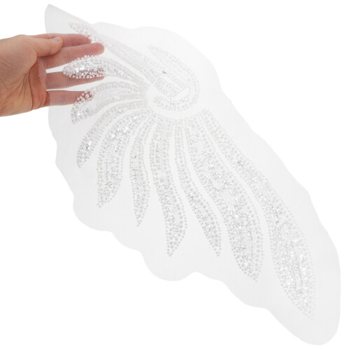 2 Pezzi Applique Ricamate A Mano Con Perline E 2