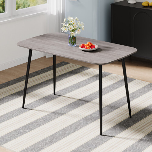 Living And Home 130cm Modern Dining Table with MDF Tabletop & Metal Legs