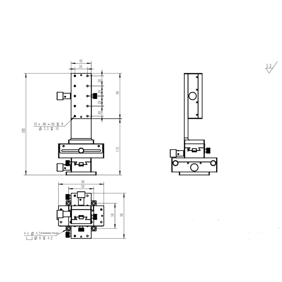 Linear Translation Stage Xyz Adjustable Platform 40X90mm Anodized Black 4031359981272