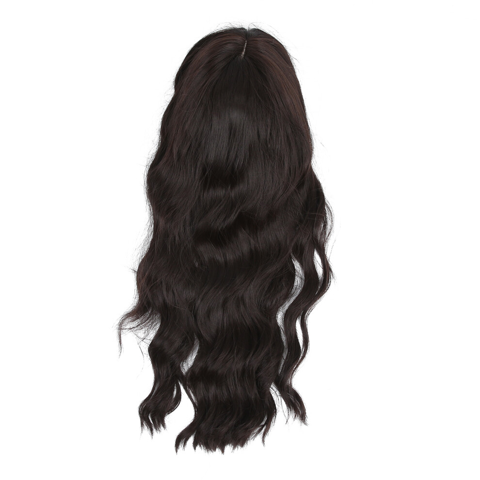 Unisex Black Long Curly Synthetic Wig 66Cm For Women With Bangs Perfect For Parties