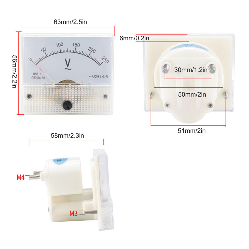 High Accuracy Ac Voltage Meter 85L1 0-250V Analog Voltmeter For Industrial Use 9441359990146
