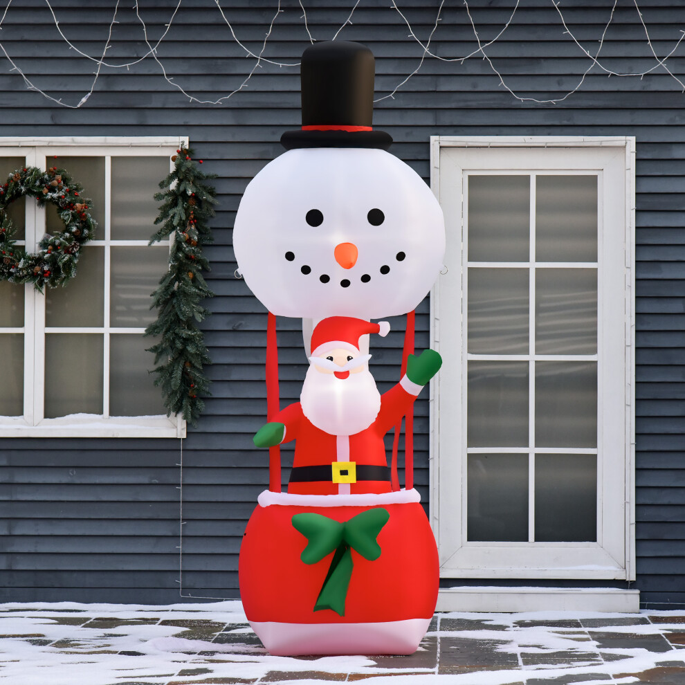 Festive 8ft Christmas Inflatable Decoration Featuring Santa on Snowman Hot Air Balloon Indoor/Outdoor Xmas Decor with LED Lights-image-OPC-PMWTFCC-NEW