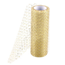 2Stk 6 Zoll 10 Yards Tüllrollen Organza Bastelzubehör Weiß Gold