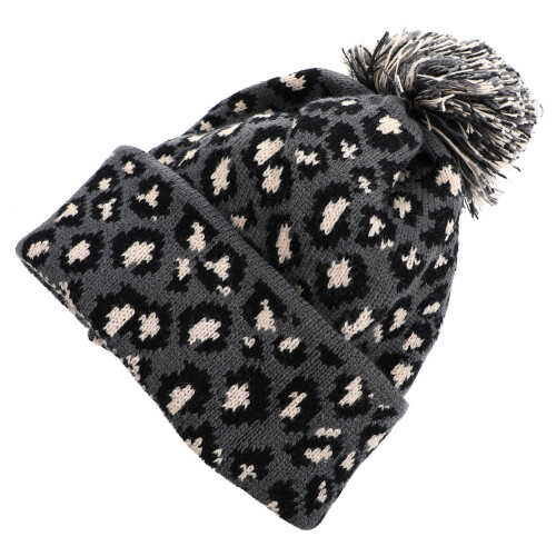 2Stk Damen Mütze Leopard Print Wollmütze
