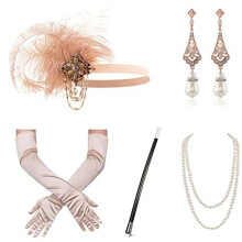 Vintage 1920s Flapper Gatsby Women Costume Accessories Set-8