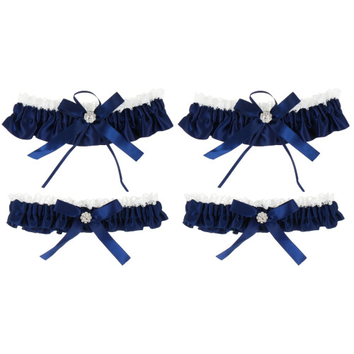 2 Paar Bowknot Strumpfhalter Oberschenkelring Hochzeitsaccessoire 2