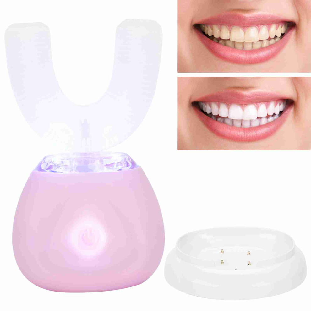 Pink Smart U Shape Ultrasonic Electric Toothbrush Brightening For Kids & Adults