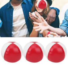 PU Leather Red White Juggling Balls Set - 3Pcs Lightweight & Tear-Resistant