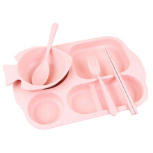 5 Piezas Dividido Con Tenedor Rosa