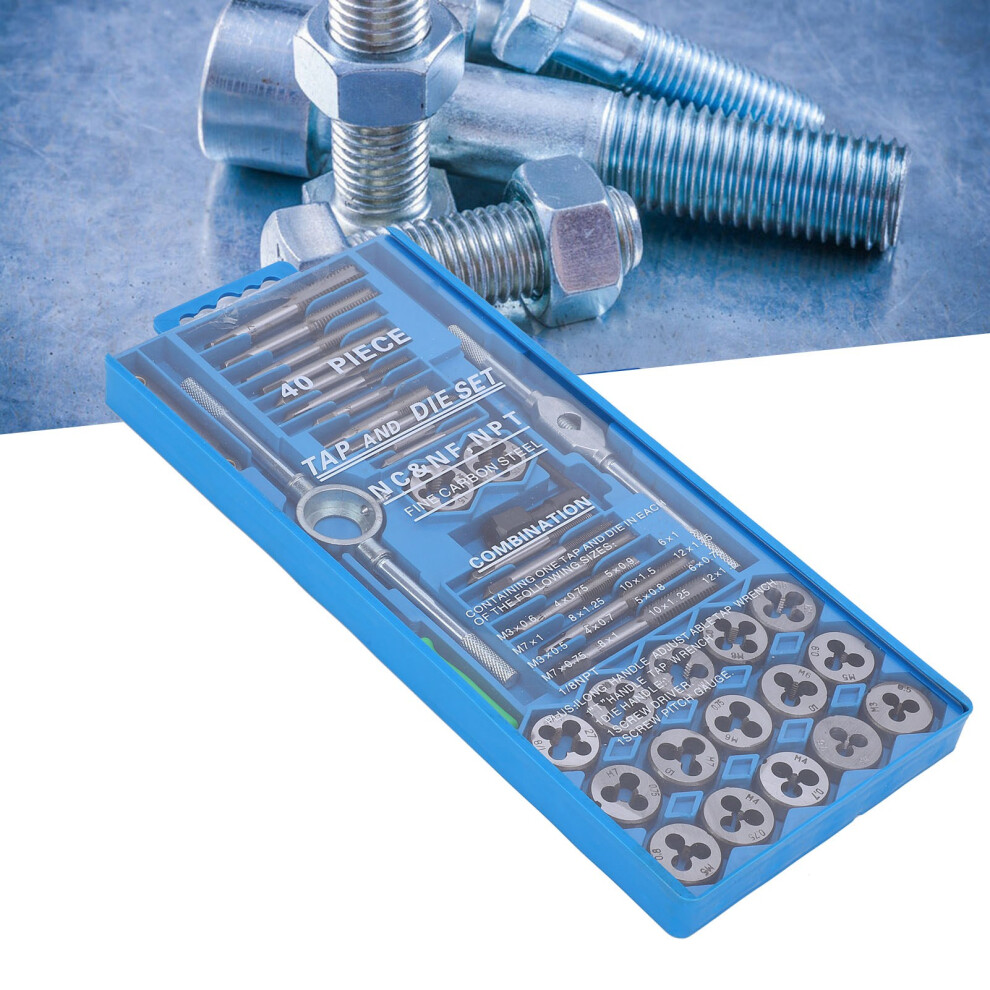 Metric Tap And Die Set 40Pcs Carbon Steel Hand Tools For Milling And Threading 8451359996810
