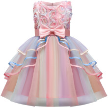 1Jurk Roze Feestjurk Met Strik En