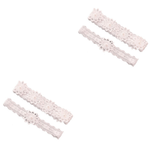 2 Paires De Jarretelles En Fleurs Perles 2