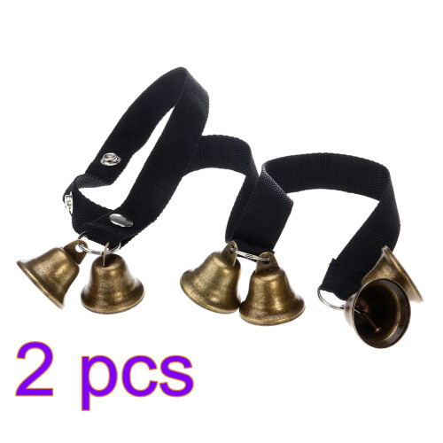 2Pcs Adjustable Dog Potty Training Bells For Housebreaking (Black)
