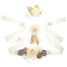 Set Mommy To Be Sash Pregnancy Flower Belt Daddy To Be Corsage
