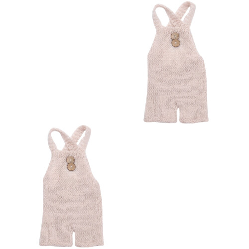2 Pantaloni Con Bretelle Per 0-3 Mesi Beige 2