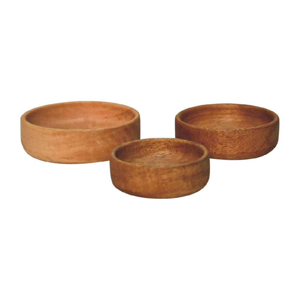Solid Wood Fruit Bowl Set of 3 Light Brown Serveware - Natural Finish for Rustic Home Decor and Fruit Storage-image-OPC-PMWVQRF-NEW