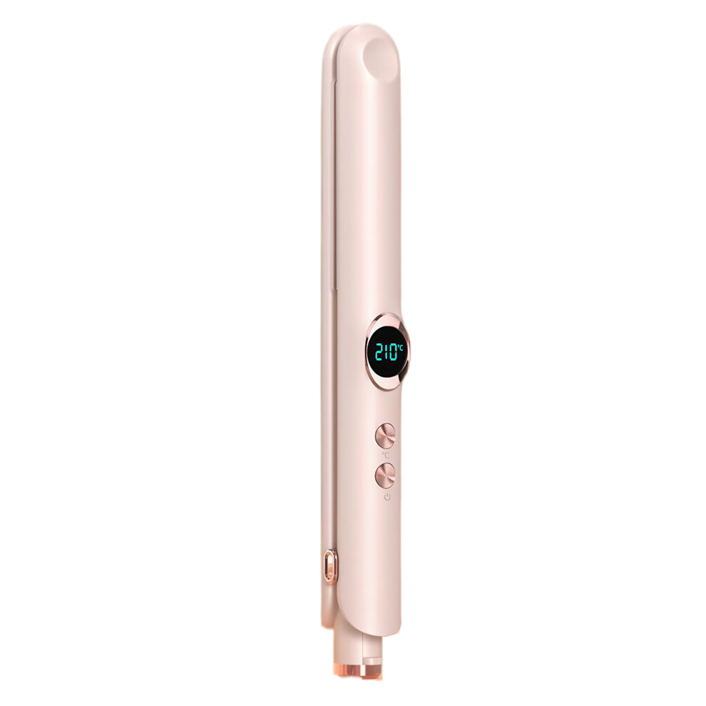 Pink (, Wireless Charging) Mini Ceramic Hair Straightener Portable Wireless Straightening Plate