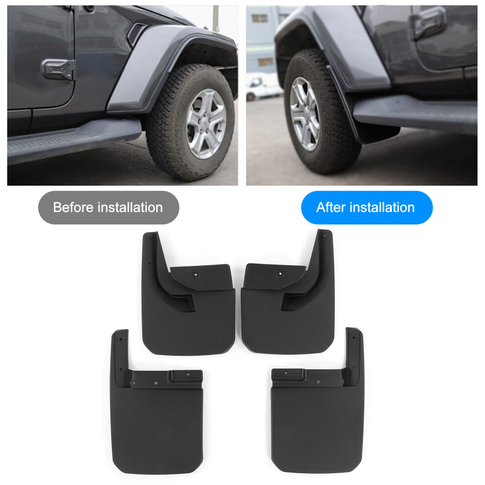 Black Durable Mudflap Fenders Accessories For Jeep Wrangler Jl