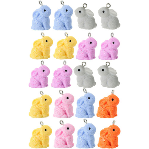 80 Pcs Easter Bunny Resin Charms For Jewelry Making 1