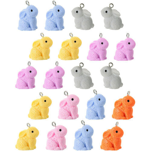 80 Pcs Easter Bunny Resin Charms For Jewelry Making 2