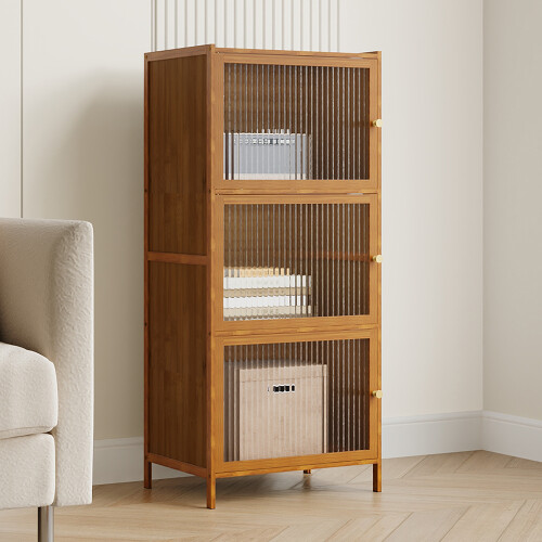 Living And Home 3-Tier Versatile Bamboo Storage Cabinet