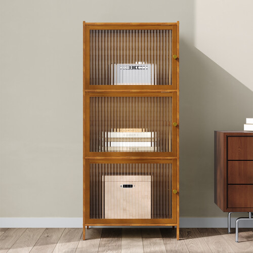 Living And Home 3-Tier Versatile Bamboo Storage Cabinet 1