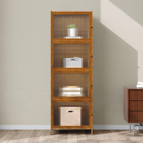Living And Home 4-Tier Versatile Bamboo Storage Cabinet 1