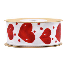 1Rol Printed Ribbon Liefdeslint Rood Voor Cadeau- En Bloemdecor