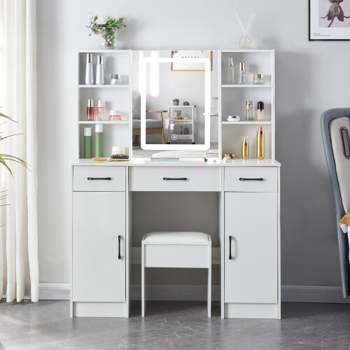 Dressing Table 4 Drawers LED Vanity Mirror & Stool 1