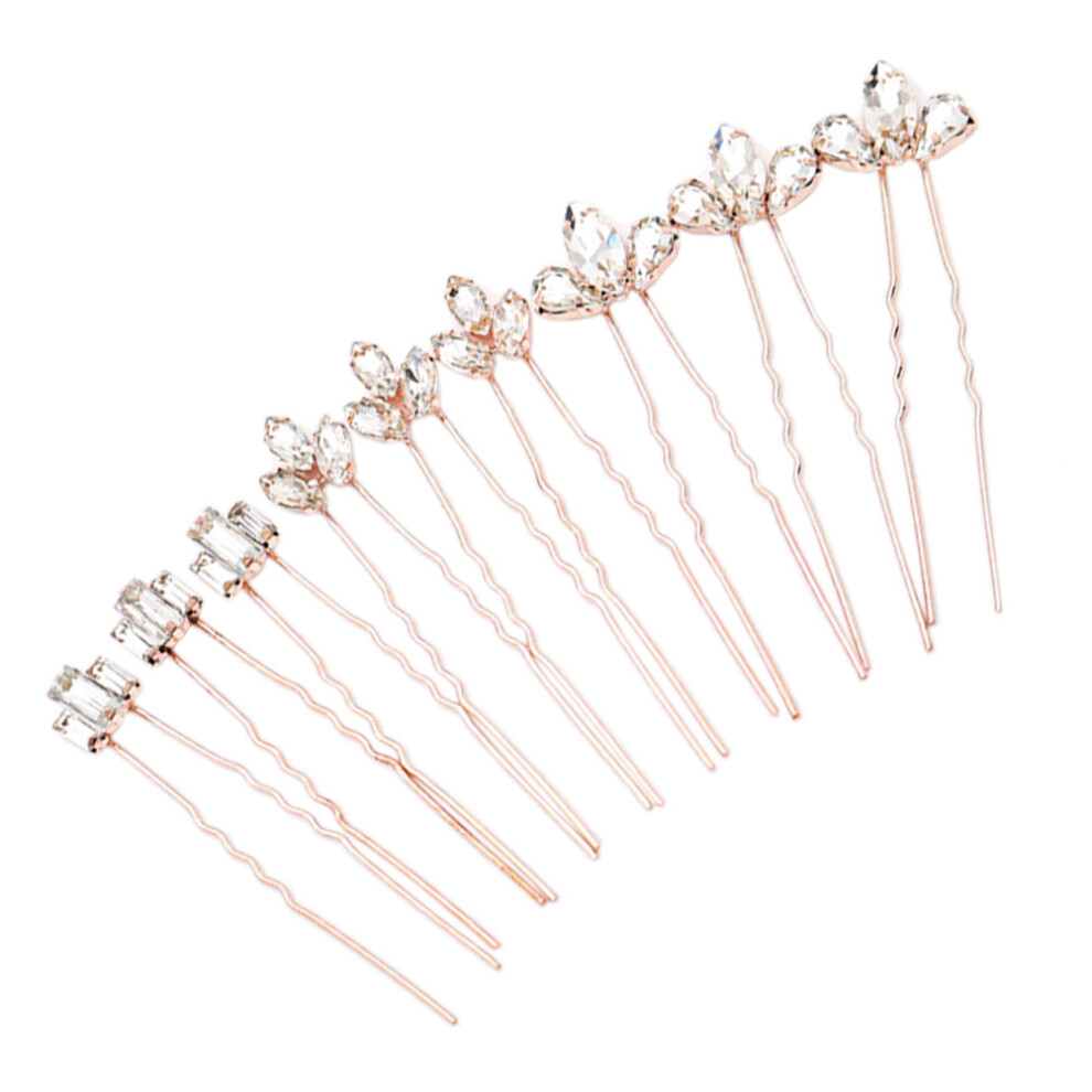 2 Sets 9-Delig Bruiloft Haaraccessoires Bruids Haarspelden Roze-image