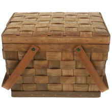 2Pcs Cesta De Madeira Com Alças E Tampa