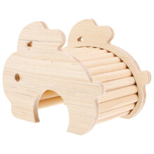 1Wooden Hamster Hut Beige Durable Cage Hideout for Small Pets