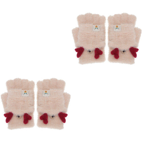 2 Pares Luvas Dedo Pelúcia Proteção Exterior 2
