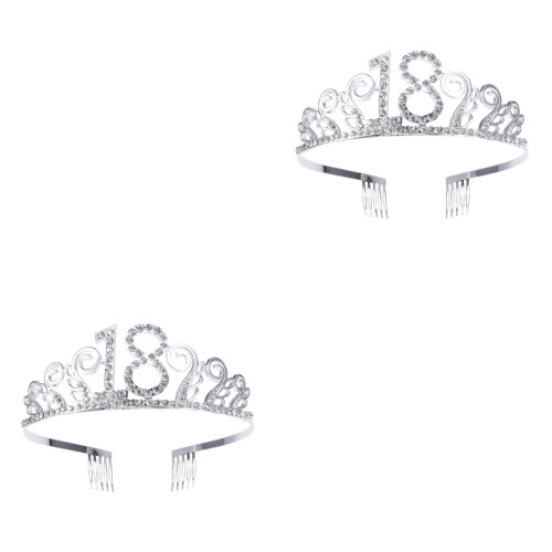 2Pcs Tiara De Cristal Coroa Para Aniversário 18 Presente 2