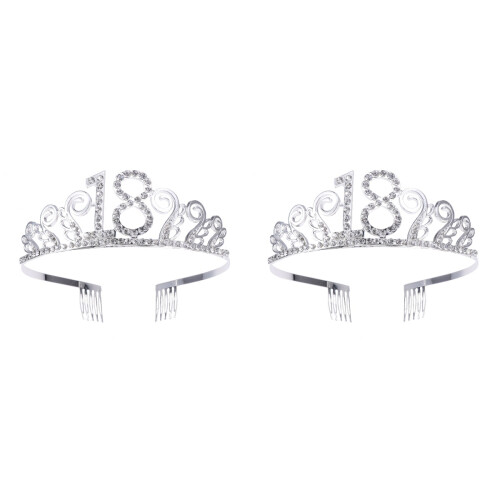 2Pcs Tiara De Cristal Coroa Para Aniversário 18 Presente 1