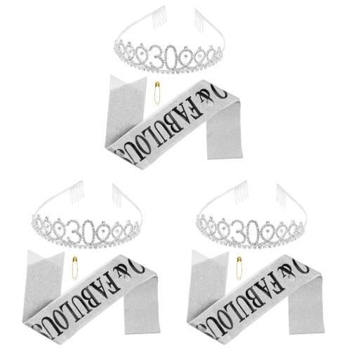 3 Unidades Tiara De Aniversário Com Faixa Coroa Para 2