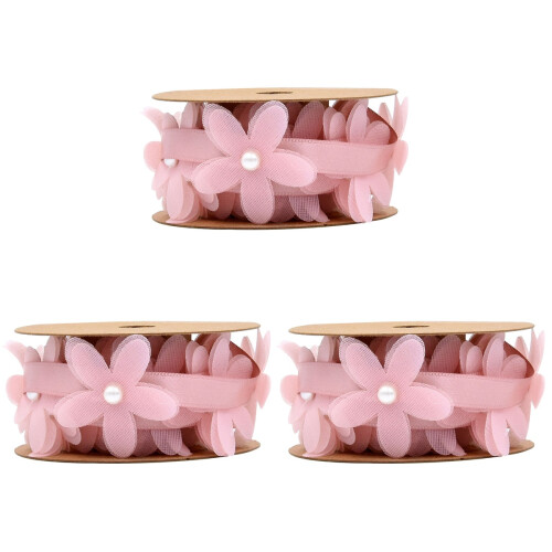 3 De 2M Fita De Com Flor Para Roupas E Embalagem (Rosa) 1