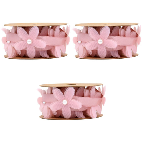 3 De 2M Fita De Com Flor Para Roupas E Embalagem (Rosa) 2
