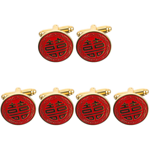 3 Pares De Abotoaduras De Cobre Chinês Para Noivo 2