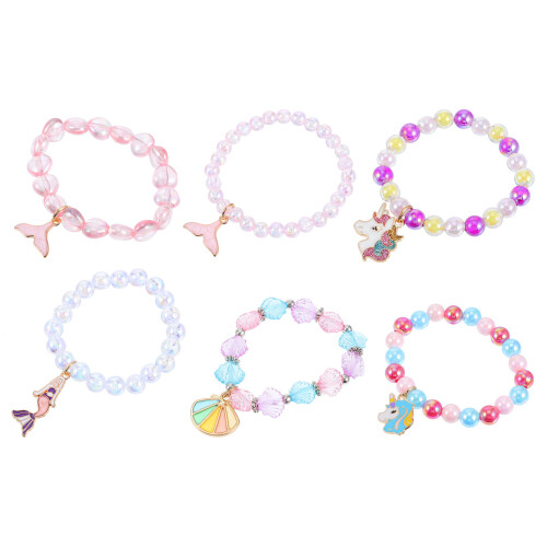 12 Pulseiras De Acrílicas Com Pingente De Unicórnio Para