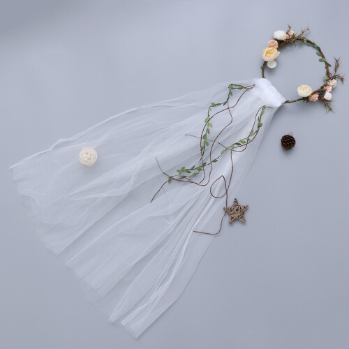 Nuziale Con Fiori E Velocino Bianco Per 2