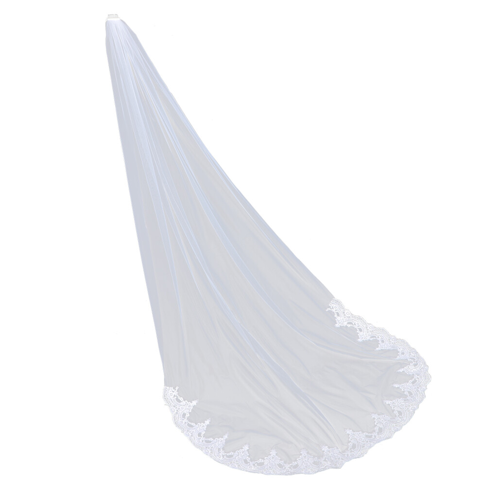 BiałA Woalka ŚLubna Koronkowa DłUga Szyb Do Stroju śLubnego-image