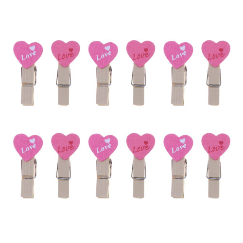 48 Pcs Prendedores Amor Madeira Diy Acessório