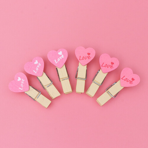 48 Pcs Prendedores Amor Madeira Diy Acessório 2