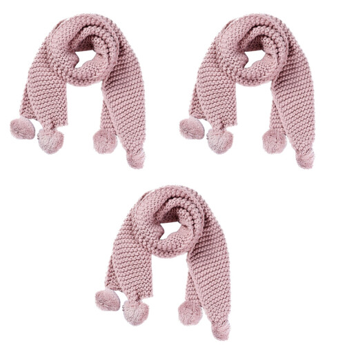 3 Unidades Lenço Tricotada para Bebê (Rosa) 2