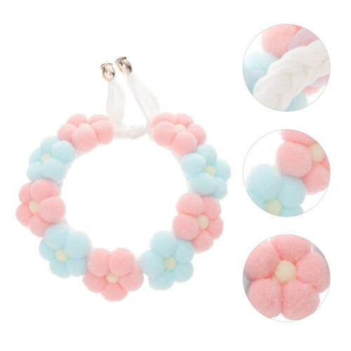 Hand Knitted Pet Collar Flower Shape Cat Accessory 2