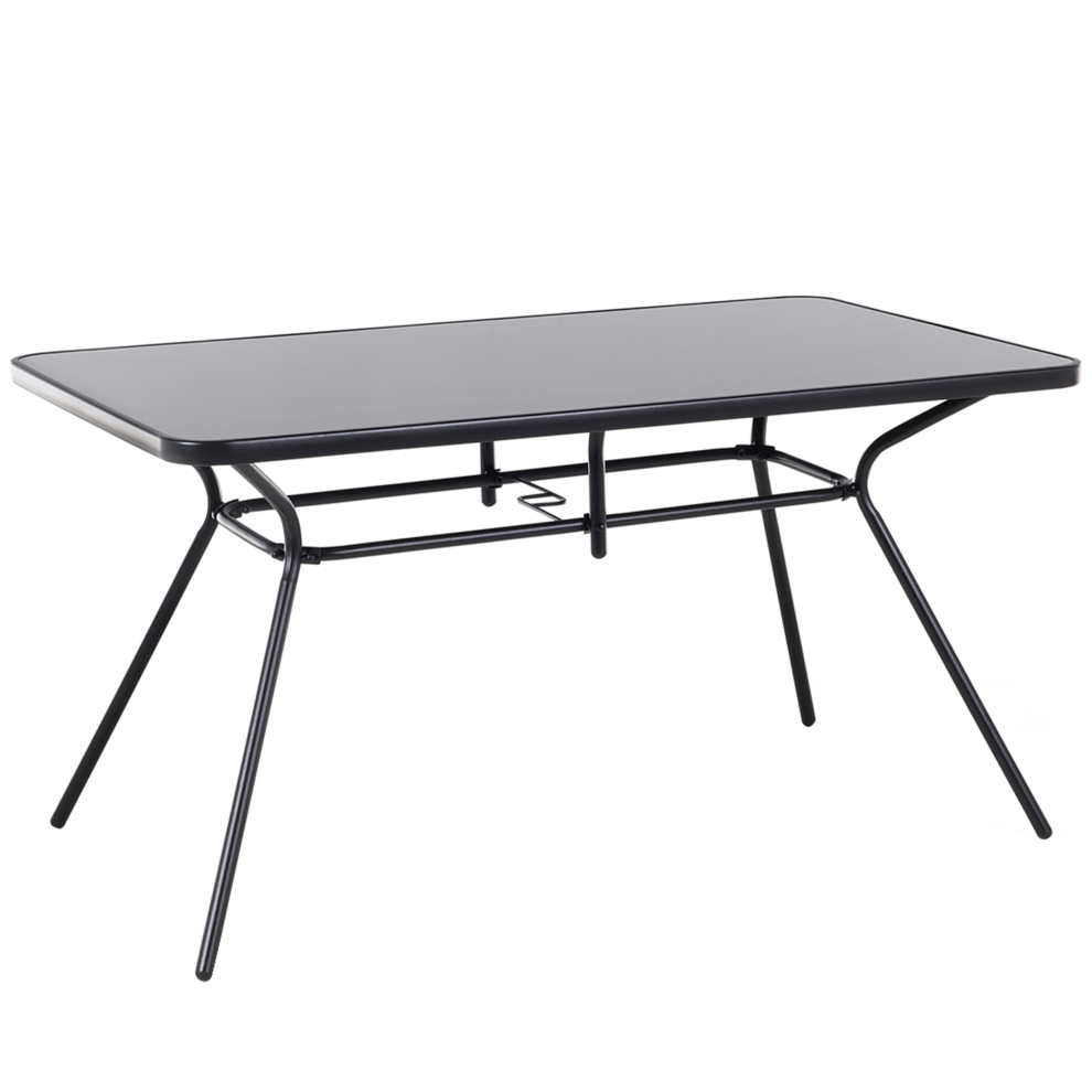 Garden Dining Table LIVO 140 cm 80 cm Glass Black-image-OPC-PDJN66W-NEW