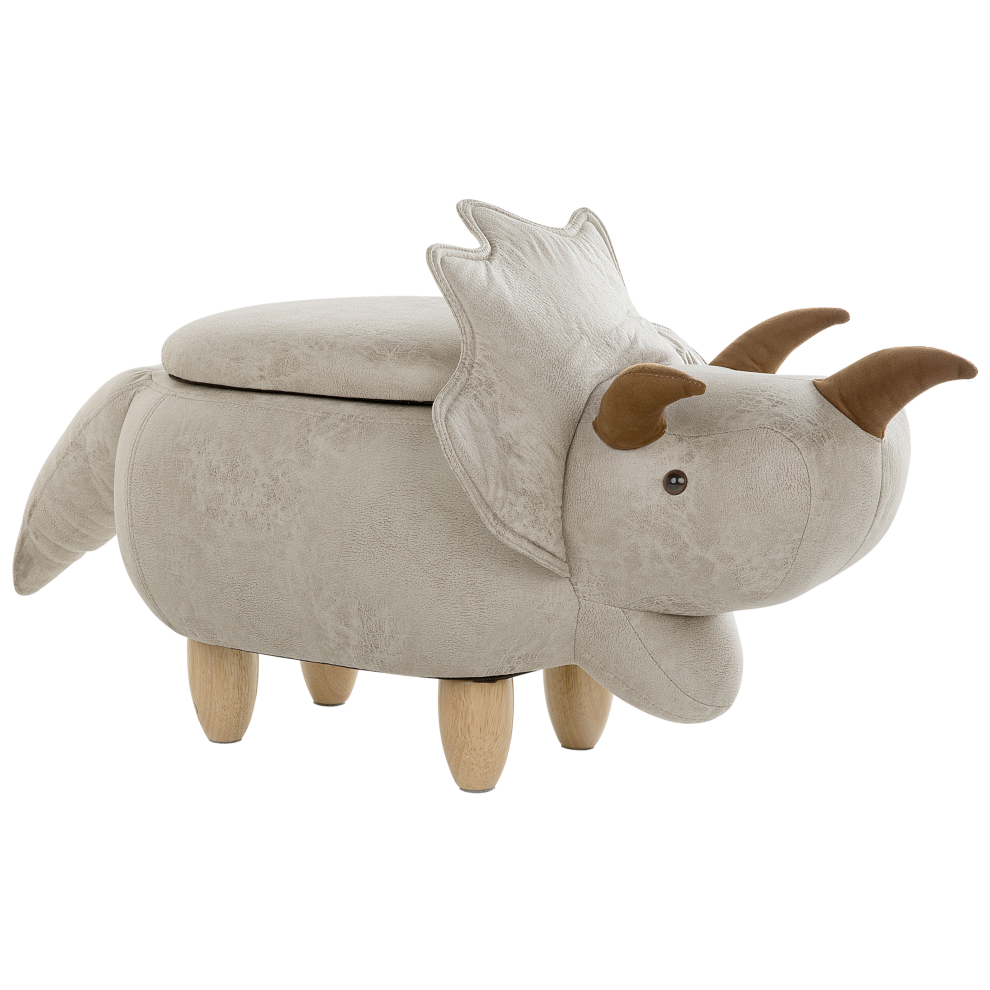 Storage Animal Stool TRICERATOPS Fabric Light Grey-image-OPC-P5W8YWF-NEW