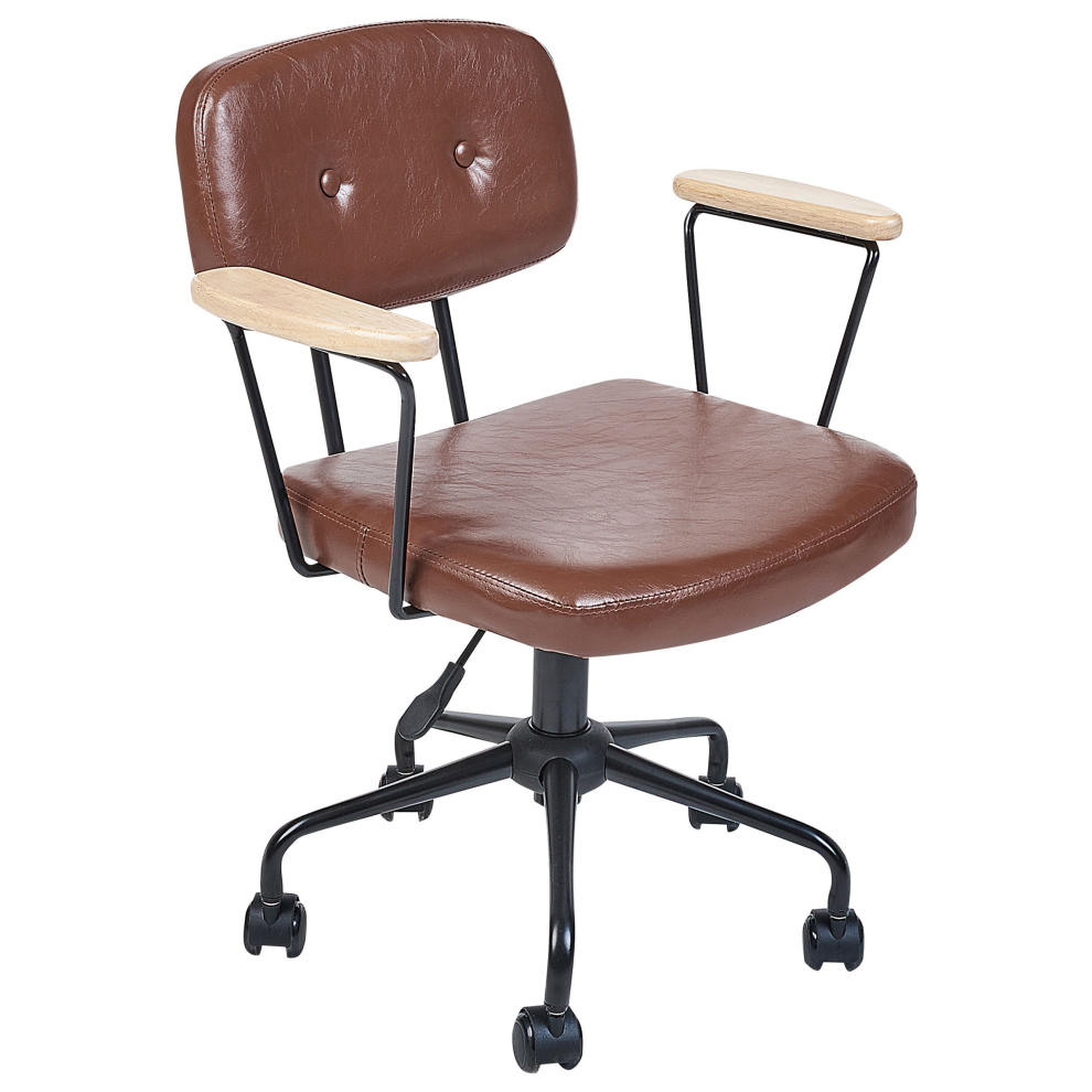 Desk Chair ALGERITA Faux Leather Brown-image-OPC-PDHYCBX-NEW